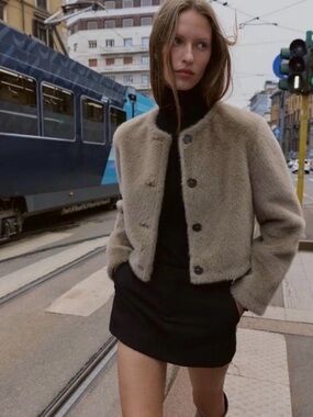 Zara short faux fur jacket